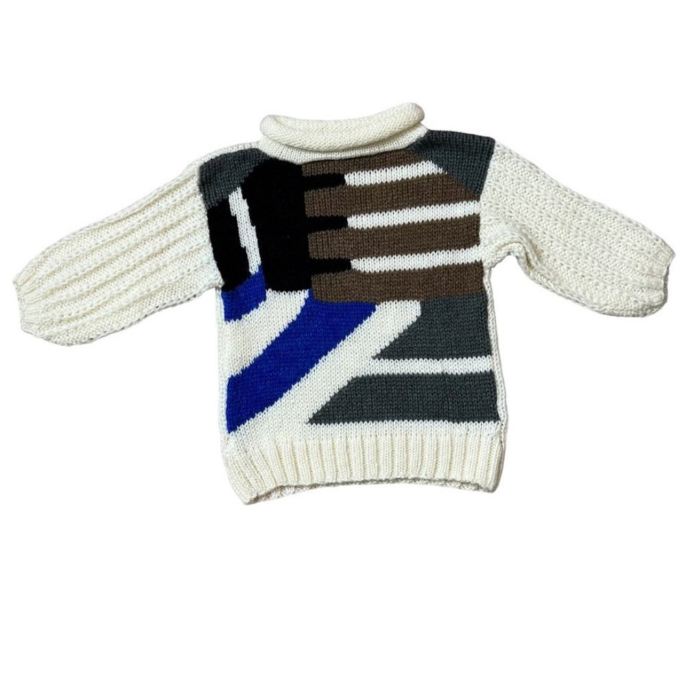 It's Pure Gould Hand Knitted Geometrical Print Sweater Size L